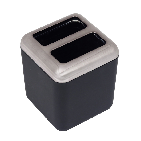 Porta Escova de Dentes Plástico Quadrado Preto Spoom Coza