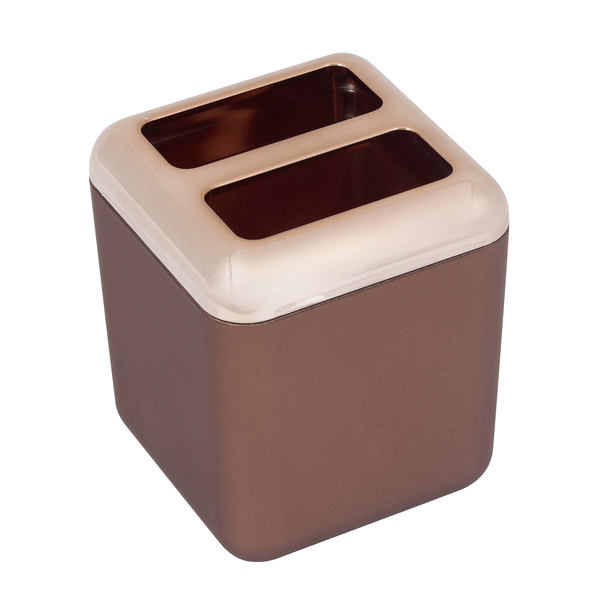 Porta Escova de Dentes Plástico Quadrado Rose Gold Spoom Coza