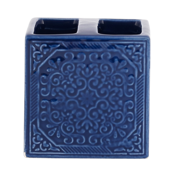 Porta escova de Dentes Quadrado Cerâmica Azul Espressione