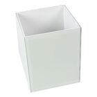 Porta Escova Em Vidro E Madeira Branco 18cm X 18cm X 22cm