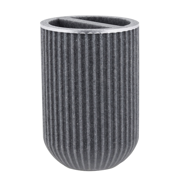 Porta Escovas de Dente Cilíndrico Plástico Cinza Oikos