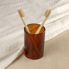 Porta Escovas de Dente Cilíndrico Vidro Ambar Oikos