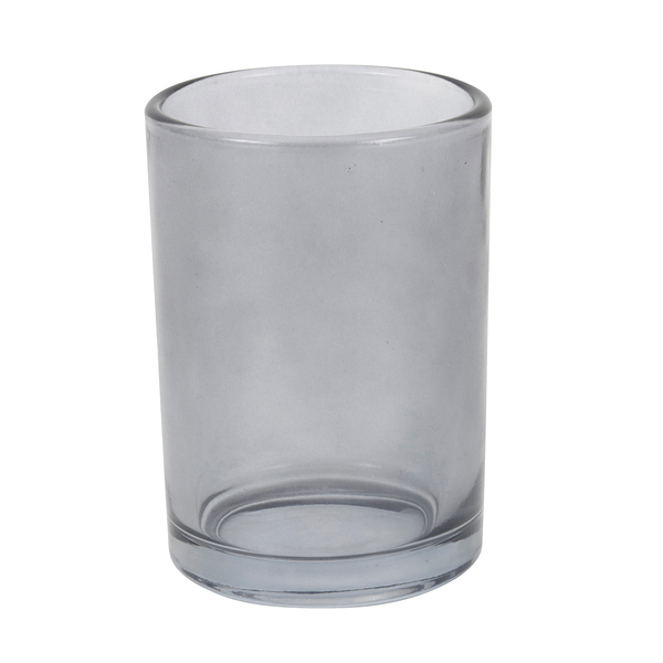 Porta Escovas de Dente Cilíndrico Vidro Cinza Oikos