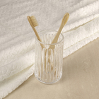 Porta Escovas de Dente Cilíndrico Vidro Transparente Oikos