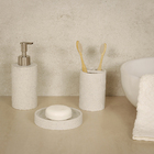 Porta Escovas de Dente Plástico Cilíndrico Off White Oikos