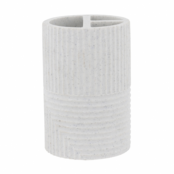 Porta Escovas de Dente Plástico Cilíndrico Off White Oikos