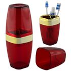 Porta Escovas E Creme Dental Translúcido Dourado Banheiro Lux