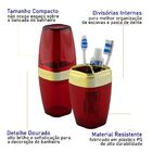 Porta Escovas E Creme Dental Translúcido Dourado Banheiro Lux