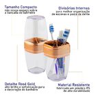 Porta Escovas E Creme Dental Translúcido Rosé Gold Luxo - Tra