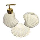 Porta Escovas e Saboneteira Design de Concha Branco Perolado