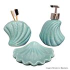 Porta Escovas e Saboneteira Formato de Concha do Mar Azul Per