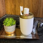 Porta Escovas/pasta C/tampa 500ml Transp. Bco/dourado Fosco