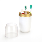 Porta Escovas/pasta C/tampa 500ml Transp. Bco/dourado Fosco