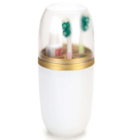 Porta Escovas/pasta C/tampa 500ml Transp. Bco/dourado Fosco