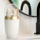 Porta Escovas/pasta C/tampa 500ml Transp. Bco/dourado Fosco