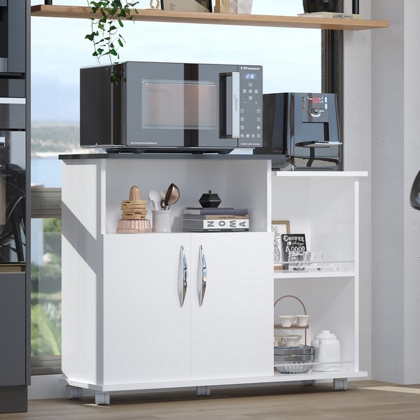 Porta Fruteira Preta Para Armazenamento Cozinha 4 Rodas