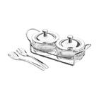 Porta-geléia Em Vidro E Prata Wolff Italy 24x10x8cm