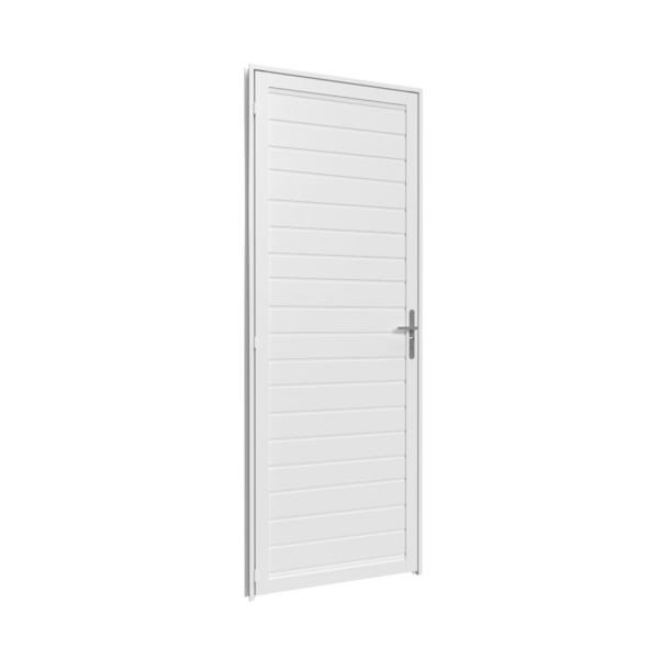 Porta Giro Filetada 0,85m X 2,15m Direita Em Alumínio Branco