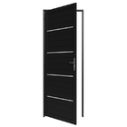 Porta Giro Filetada 0,95m X 2,15m Esquerda Em Alumínio Preto