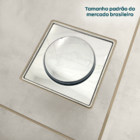 Porta Grelha Abs E Ralo Click Inox Quadrado 15x15 Kit Banheir