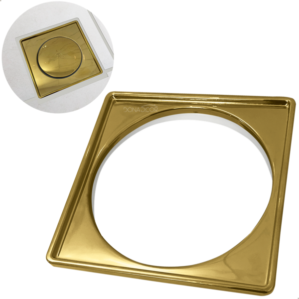 Porta Grelha Dourado 15x15 Caixilho Aço Inox 304 Quadrado Sup
