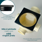 Porta Grelha Preto De Plástico Quadrado E Ralo Grelha Inox 10