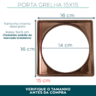 Porta Grelha Rose Gold 15x15 Aço Inox 304 Suporte Ralo Quadra