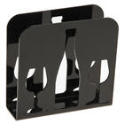 Porta Guardanapo Decorativo Taças E Garrafa De Vinho Preto Ac