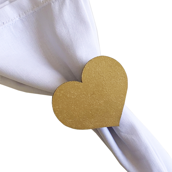 Porta Guardanapo Mdf Coração Anel Decorativo Mesa Posta Doura