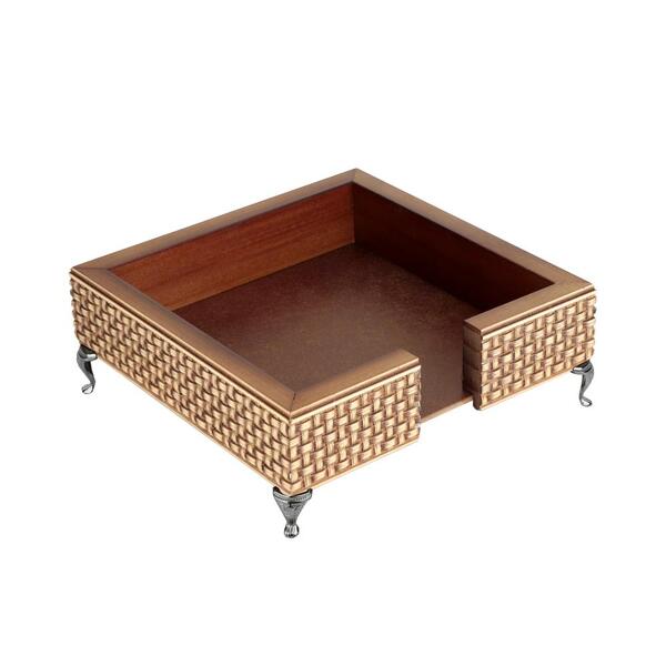 Porta Guardanapo Quadrado De Madeira Trelica Com Pe L15,5xp15