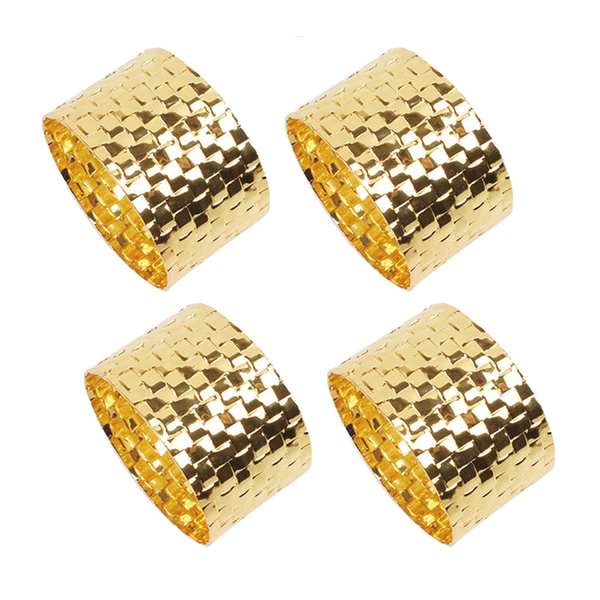 Porta Guardanapo Quadriculado Gold 4 Peças