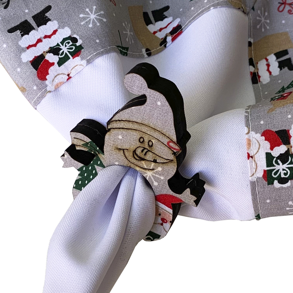 Porta Guardanapos Boneco De Neve Mdf Com Tecido Cinza Decorat