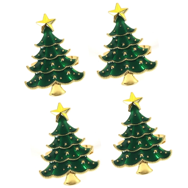 Porta Guardanapos Kit 4 Argolas para Guardanapo Árvore de Nat