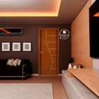 Porta Interna Frisada Mod 07 Mogno Com Furo Fechadura 2,10 X