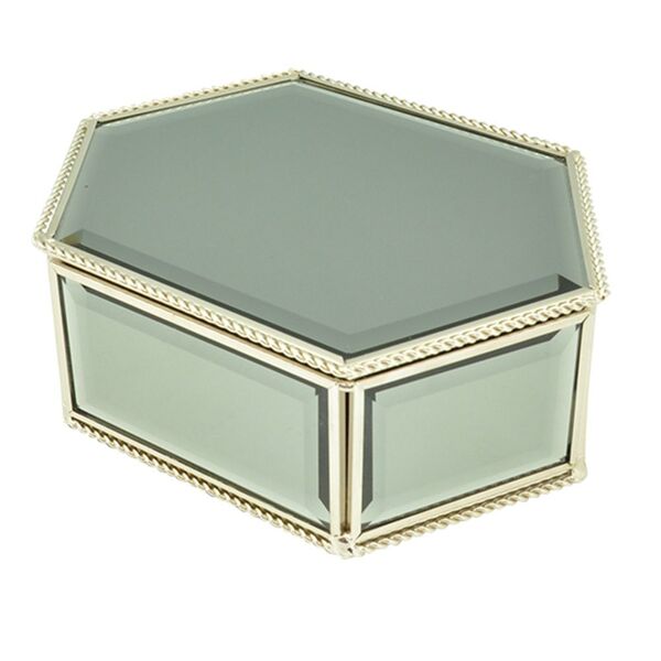 Porta Joia De Metal E Espelho  - 19x14x7 Cm