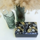 Porta Joias Em Madeira E Vidro Preto Com Detalhe Floral