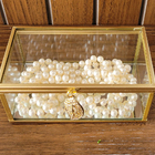 Porta Jóias Luxo Caixa Vidro E Espelho Dourado