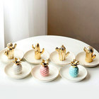 Porta Jóias Prato De Porcelana Abacaxi Azul