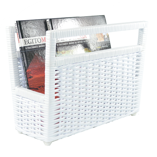 Porta Jonais Branco Revista Livros Fibra Sintética