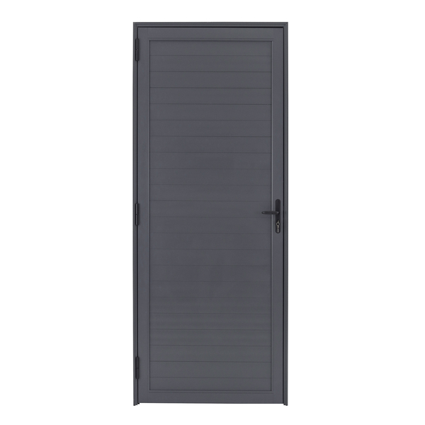 Porta Lambri de Giro 1 Folha Alumínio Pintado Cinza 2,14x0,86m Lado Direito Linha Vivace Artens