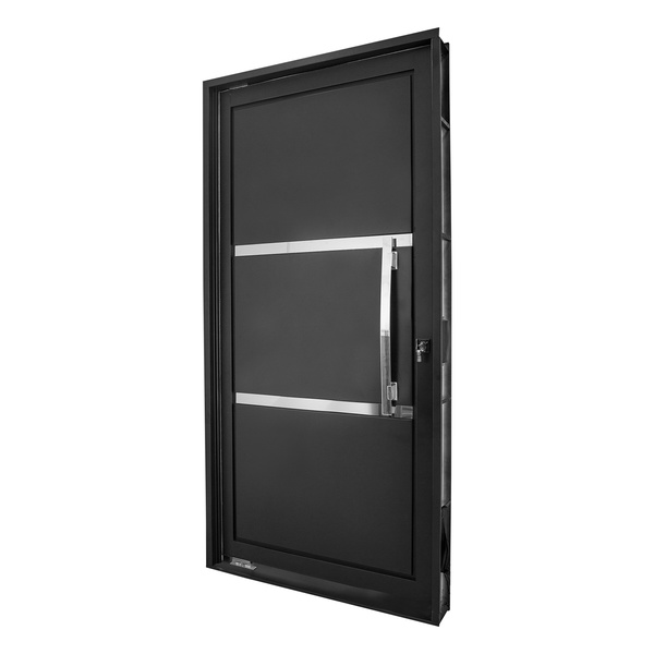Porta Lambri Pivotante Aço Pintado Preto Lado Direito 2,19x1,08m Linha Ideal Black CRV