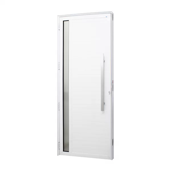 Porta lambril alumínio branco 215x100x6cm com puxador e visor