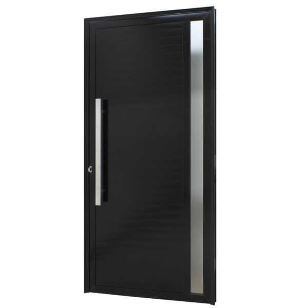 Porta Lambril Alumínio Preto 215x80x6cm Com Puxador E Visor J