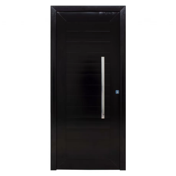Porta Lambril Alumínio Preto 220x100x7,8cm Com Puxador Linha