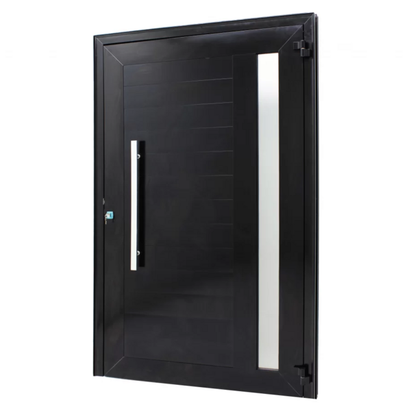 Porta Lambril Alumínio Preto 220x120x7,8cm Com Puxador E Viso