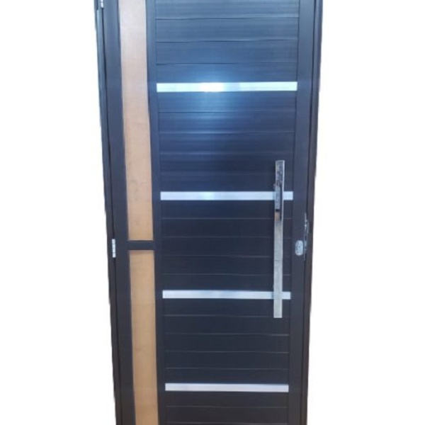 Porta Lambril Alumínio Preto C/ Friso E Puxador E 02 Vidros C