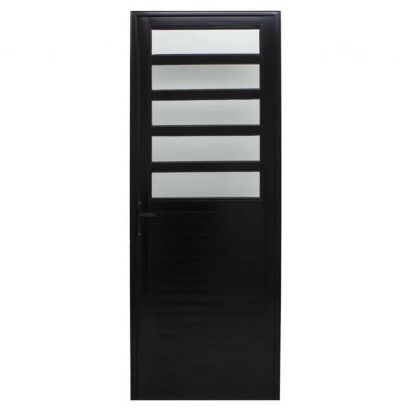Porta Lambril Alumínio Preto Com Vidro Fixo 215x90x6,6cm Perf