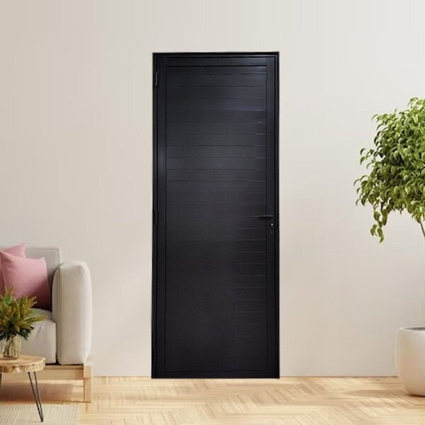 Porta Lambril Com Maçaneta Linha 25 210x80 Abertura Direita Preto