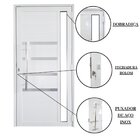 Porta Lambril De Alumínio Branco Com Puxador, Friso E Vidro L