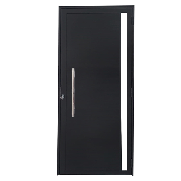 Porta Lambril De Alumínio Preto Com Puxador E Vidro Linha 25